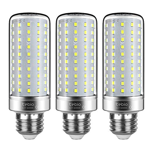 tebio LED Silber Mais Glühbirnen E27 25W 200W Entspricht Glühbirnen Nicht dimmbar 6000K Kaltweiß 2500LM Mittel Edison-Schraube Kerze Leuchtmittel, 3er-Pack von tebio