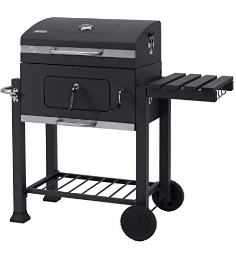 tepro Holzkohlegrill (Grillwagen) Toronto Click, Grillfläche: ca. 56 x 41,5 cm, mit Deckel, Edelstahl-Griff, Grillrost und Thermometer, Auf- und Abbau ohne Schrauben, Maße ca. 115 x 67 x 107 cm von tepro