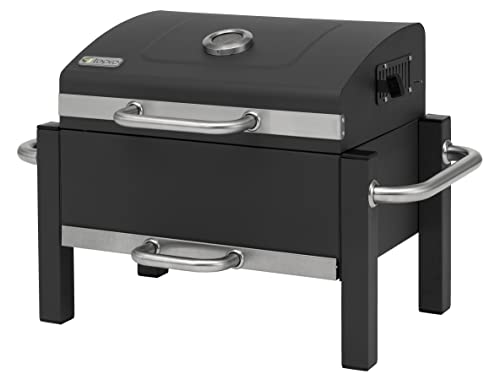 tepro Holzkohlegrill Toronto Easy mit 2 stabilen Tragegriffen, leichtgängigem Deckel inkl. Thermometer und Ascheauffangbehälter, Maße ca. 67,5 x 43,3 x 45 cm von tepro