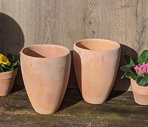 2er Set Blumentopf echt Terrakotta ca. 26 cm hoch, Übertopf für Garten und Wohnung Terracotta Mediterran Balkon Deko Terrasse von terracotta-toepfe-de