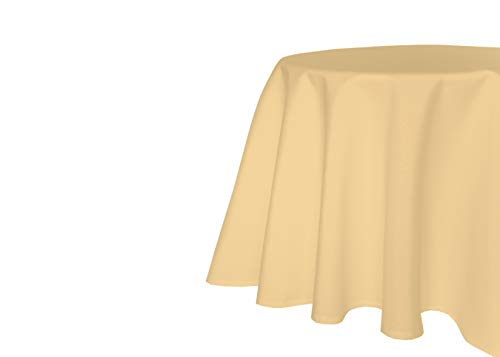 texpot Gartentischdecke 180 cm rund in Gelb mit Leinen Optik Lotuseffekt Fleckschutz Bügelfrei Tischdecke von texpot