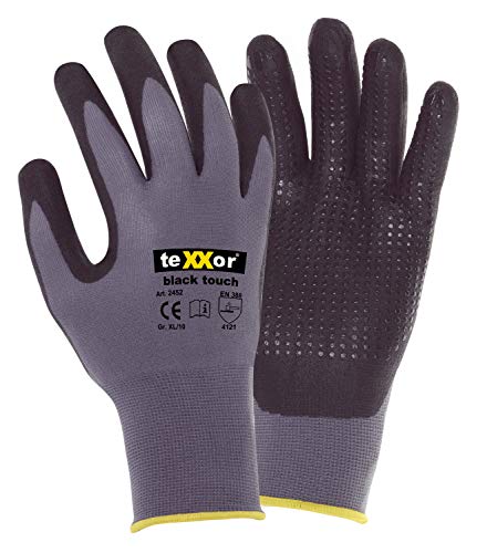 (12 Paar) teXXor Handschuhe Montagehandschuhe Black Touch 12 x grau/schwarz 10 von texxor