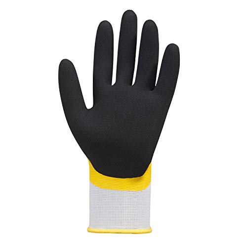 (12 Paar) teXXor Handschuhe Polyester-Strickhandschuhe Latex 12 x weiß/gelb/schwarz 9 von texxor