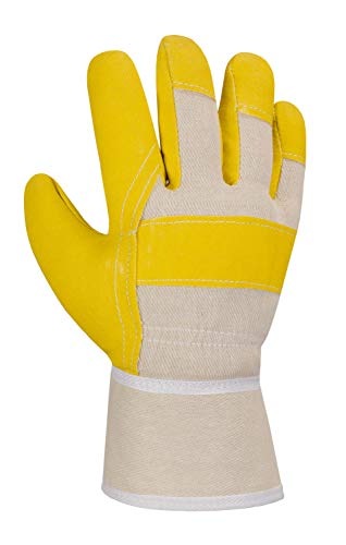 (12 Paar) teXXor Handschuhe TOP Kunstleder-Handschuhe 88PVWA 12 x Kunstleder gelb/Drell weiß 10 von texxor