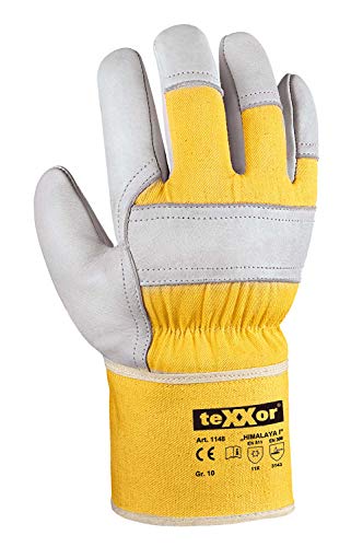 (12 Paar) teXXor Handschuhe Winterhandschuhe Himalaya I 12 x Leder Natur/Drell gelb XL/10 von texxor