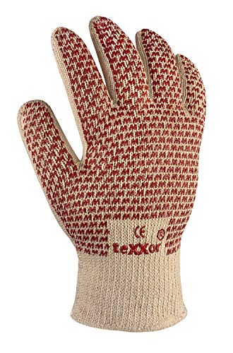 (6 Paar) teXXor Handschuhe Strickhandschuhe Baumwolle 6 x beige/rote Noppen XL/10 von texxor