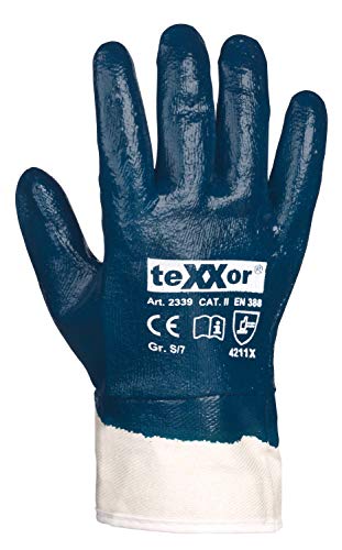 Texxor Nitril-Handschuhe mit Stulpe- Kat 2 beige-blau 2339 Gr: 9 von texxor