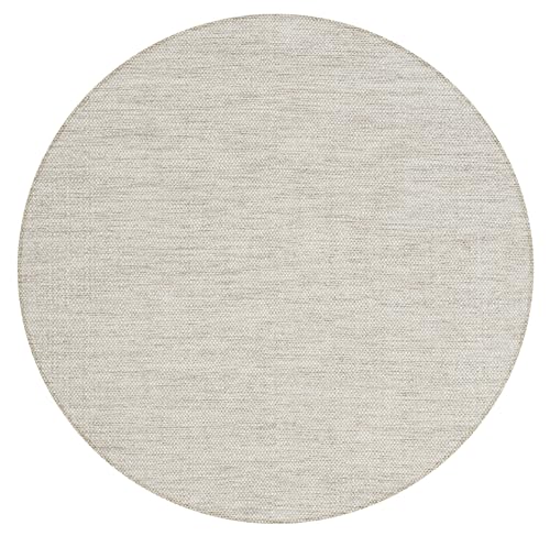 the carpet Boho Natur Wool Handgewebter Wollteppich im natürlichen skandinavischen Boho-Look, Handarbeit für einen einzigartigen Stil, Beige Creme, 160 cm Rund von the carpet