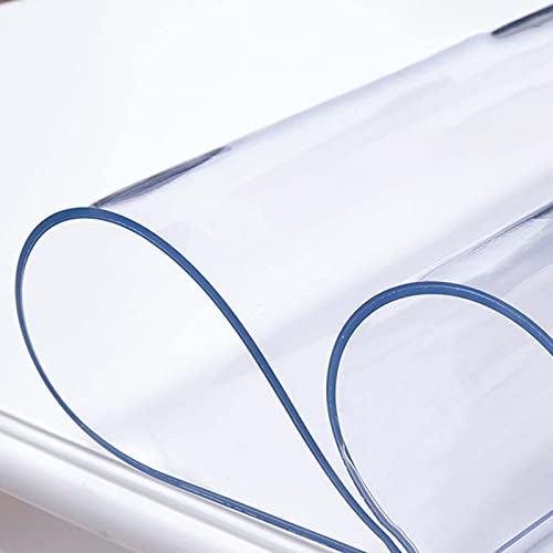 Klarer Schutz für Tischtücher 28x47 Zoll Tischdecke transparent wasserdicht, transparente Tischdecke, wasserfeste abwischbare PVC-Kunststoff-Schreibtischunterlage (Size : 55x79 inch) von tiHtYYfs