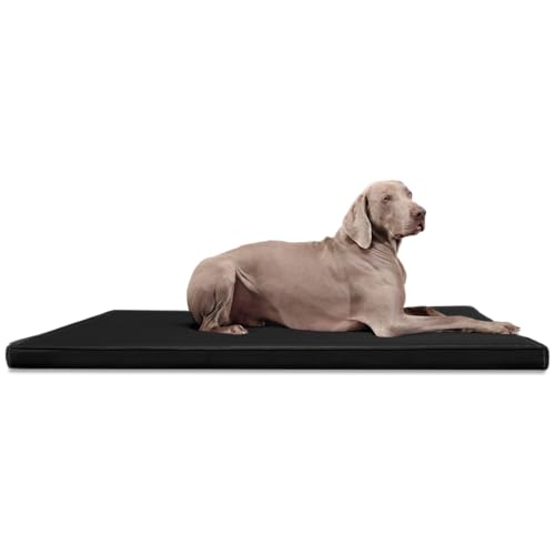 tierlando® Carlos Ortho-Medic Orthopädische Hundematte Kunstleder Visko Hundebett Matratze Größe: M - 80x60cm - CA3- | Farbe: 03 schwarz von tierlando