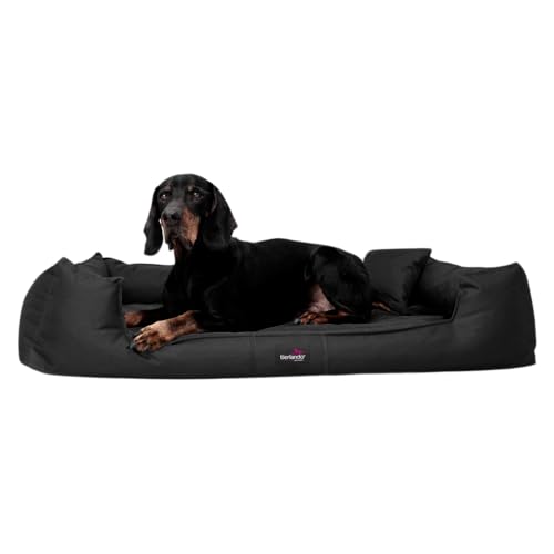 tierlando® Orthopädisches Hundebett Goofy inkl. Matratzenschoner für große Hunde Polyester Waschbar Hundesofa XL XXL XXXL G3 90cm - 03 Schwarz von tierlando