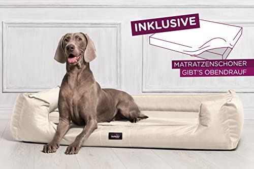 tierlando® Orthopädisches Hundebett Goofy inkl. Matratzenschoner für große Hunde Polyester Waschbar Hundesofa XL XXL XXXL G3 90cm - 05 Creme von tierlando