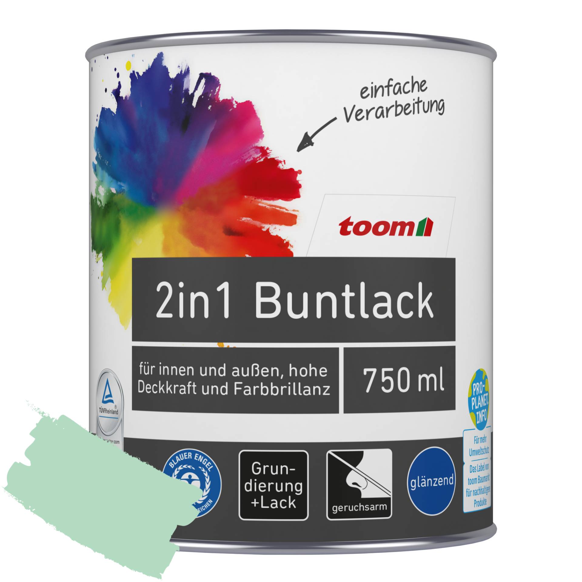 toom 2in1 Buntlack minzgrün glänzend 750 ml toom 2in1 Buntlack minzgrün glänzend 750 ml von toom