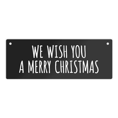 We wish you a merry christmas Metallschild in schwarz-weiß Weihnachten Advent von trendaffe