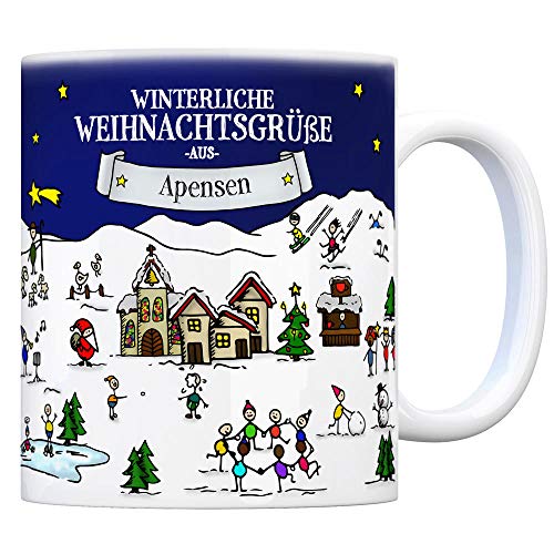 trendaffe Apensen Weihnachten Kaffeebecher mit winterlichen Weihnachtsgrüßen - Tasse, Weihnachtsmarkt, Weihnachten, Rentier, Geschenkidee, Geschenk von trendaffe