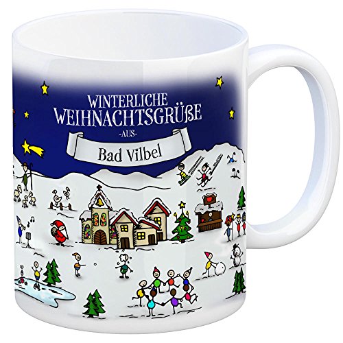 trendaffe Bad Vilbel Weihnachten Kaffeebecher mit winterlichen Weihnachtsgrüßen - Tasse, Weihnachtsmarkt, Weihnachten, Rentier, Geschenkidee, Geschenk von trendaffe