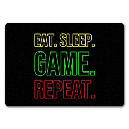 trendaffe Fußmatte Eat. Sleep. Game. Repeat. Zocker Schmutzfänger für Gamer von trendaffe