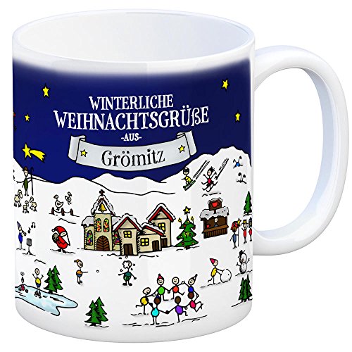 trendaffe Grömitz Weihnachten Kaffeebecher mit winterlichen Weihnachtsgrüßen - Tasse, Weihnachtsmarkt, Weihnachten, Rentier, Geschenkidee, Geschenk von trendaffe