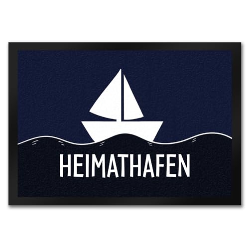 trendaffe Heimathafen Fußmatte mit Schiff und Meeresmotiv von trendaffe