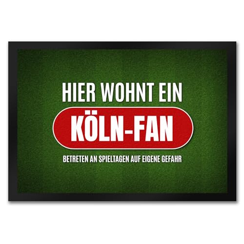 trendaffe - Hier wohnt EIN Köln-Fan Fußmatte mit Rasen Motiv Fußball Köln Tor Verein von trendaffe