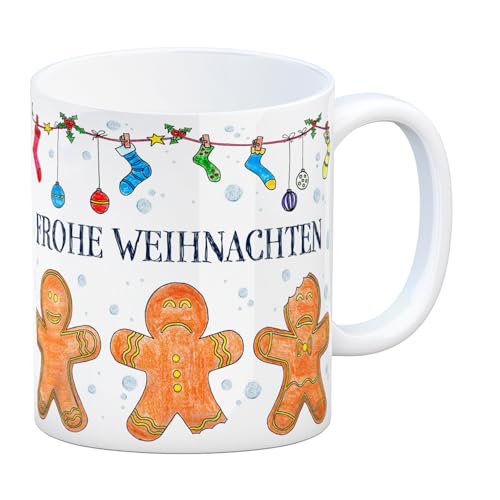 trendaffe Kaffeebecher mit Lebkuchenmänner Motiv und Spruch: Frohe Weihnachten von trendaffe