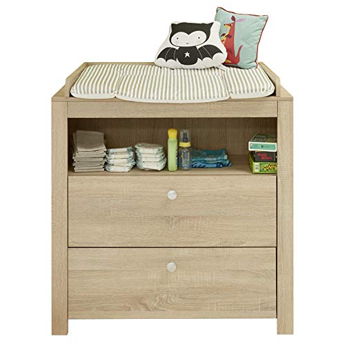 trendteam smart living - Olivia - Kommode - Eiche - Wickelkonsole inkl. Wickelaufsatz - (BxHxT) 96 x 104 x 69 cm - Wickelmöbel mit 1 offenem Fach und 2 Schubladen von trendteam smart living