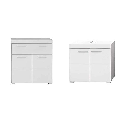 trendteam smart living Badezimmer Schrank Kommode Amanda, 73 x 79 x 31 cm in Weiß & Badezimmer Waschbeckenunterschrank Unterschrank Amanda, 60 x 56 x 34 cm in Weiß/Weiß Hochglanz mit viel Stauraum trendteam smart living Badezimmer Schrank Kommode Amanda, 73 x 79 x 31 cm in Weiß & Badezimmer Waschbeckenunterschrank Unterschrank Amanda, 60 x 56 x 34 cm in Weiß/Weiß Hochglanz mit viel Stauraum von trendteam smart living