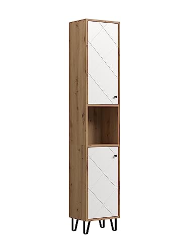 trendteam smart living - Hochschrank Schrank - Badezimmer - Touch - Aufbaumaß (BxHxT) 36 x 191 x 29 cm - Farbe Artisan Eiche mit Weiß - 210210107 von trendteam smart living