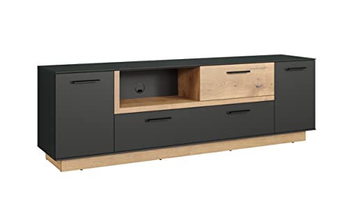 trendteam smart living - Synnax - TV-Schrank - Anthrazit/Evoke Eiche - Fernsehtisch auf einem Sockel - (BxHxT) 187 x 59 x 40 cm - offenes Fach mit Kabeldurchführung - kratzfest trendteam smart living - Synnax - TV-Schrank - Anthrazit/Evoke Eiche - Fernsehtisch auf einem Sockel - (BxHxT) 187 x 59 x 40 cm - offenes Fach mit Kabeldurchführung - kratzfest von trendteam smart living
