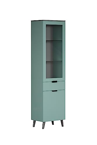 trendteam smart living - Vitrine Schrank Wohnzimmerschrank - Wohnzimmer - Melton - Aufbaumaß (BxHxT) 49 x 195 x 37 cm - Farbe Dusk Blue mit Anthrazit - 221013131 von trendteam smart living