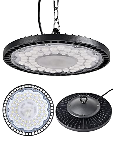 treoir LED UFO Industrielampe,200W LED Hallenstrahler Superhell 20000LM Hallenbeleuchtung Led,IP65 Wasserdicht 6000-6500K Kaltweiß LED Werkstattbeleuchtung für Garage Fabrik(1pcs,200W) von treoir