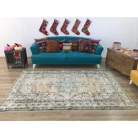 Neutraler Teppich, Wohnzimmer Oushak Bereich Vintage Boho Antiker Wollteppich, 5, 3 X 8, 5 Füße, Rk 10790 von turkishrugkingdom