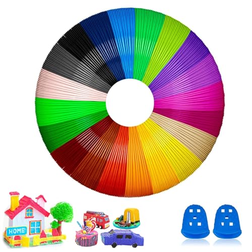 3D Stift PCL Filament 1,75 mm, 20 Farben 3D Druck Filament 1,75mm, 3D Stift Farben, Insgesamt 100M, PCL-Filament-Nachfüllungen für 3D-Drucker-Druckstift Niedrige mit 2 Fingerschutz von twirush