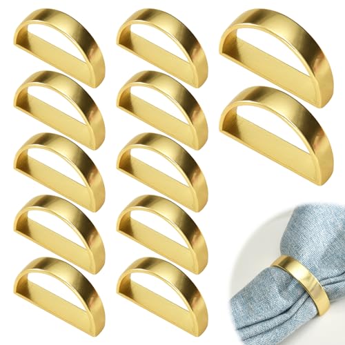 12 Stück Serviettenringe, Serviettenringe aus Metall, Elegante Serviettenschnallen, Gold Serviettenring, Serviettenschnallen Passend für Tischdekoration Valentinstag Ostern Hochzeit Jubiläum von uinnossvc