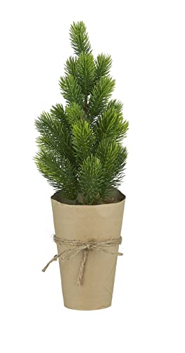 ukiyo Mini Weihnachtsbaum 42 cm Fichte künstlich im Papiertopf mit Juteschleife Deko Advent Weihnachten von ukiyo