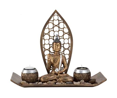 Dekoset Buddha mit Teelichthalter Schale Deko Set Skulptur Figur 2X Teelicht NEU von unbekannt
