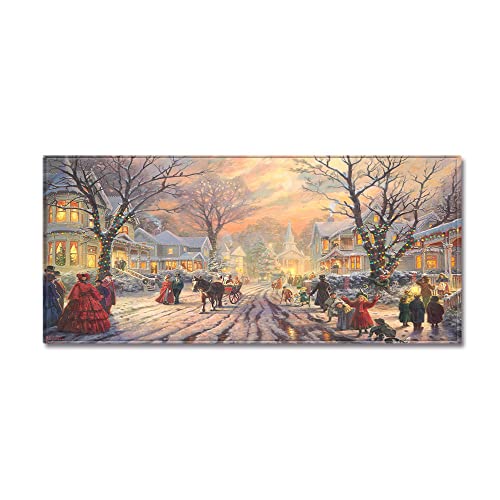 &ET Küchenteppich,Teppichläufer Weihnachten Straßenansicht Rutschfester Läufer Waschbarer Läufer Teppich Home Weihnachtsdekoration Für Küche Schlafzimmer Wohnzimmer,60X90Cm (24X35,4 Zoll) von &ET