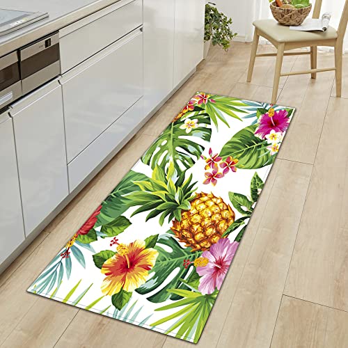 &ET Läufer Küche,Küchenmatten Retro Ananas Grün Rutschfester Läufer Waschbarer Läufer Teppich Home Weihnachtsdekoration Für Küche Schlafzimmer Wohnzimmer,60X180Cm (24X71 Zoll) von &ET