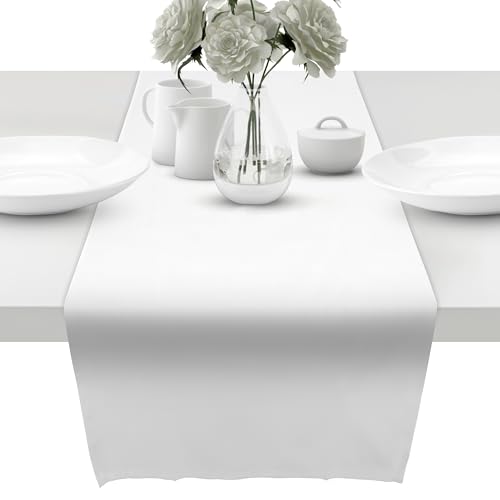 unendlich schoen – 2er-Set Tischläufer weiß (Offwhite() 50 x 150 cm aus 100% Baumwolle in höchster Qualität, Tischdecke für Wohnzimmer und Esstisch faltenfrei fallend, leicht zu reinigen von unendlich schoen