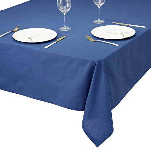 unendlich schoen - Tischdecke aus 100% Baumwolle, Beste Qualität in modernem Design, Tischtuch Maritim-Hanseatischer Look, faltenfreies Fallen (140 x 220 cm, blau) von unendlich schoen