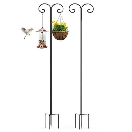 unho 2 PCS Garten Schäferhaken Hirtenhaken Metall Gartenstab mit Haken Laternenstab für Vogelkäfige, Solarleuchten, Laternen, Hochzeiten, Pflanzkörbe von unho