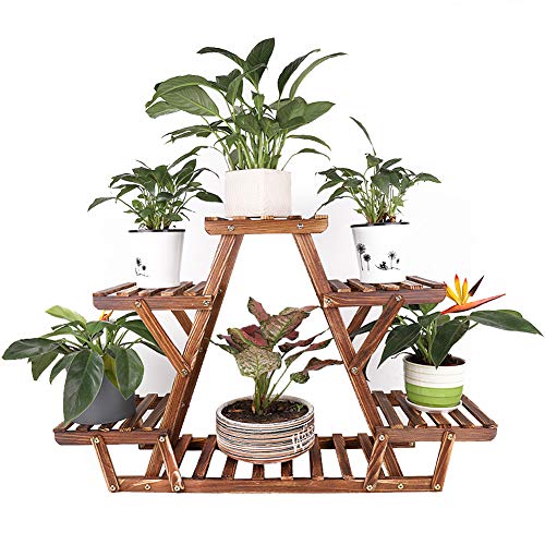 unho Blumenregal Blumentreppe 6 Ebenen Pflanzentreppe für Indoor Balkon Wohzimmer Outdoor Garten Dekor Pflanzenregal Holz 71×25×58cm von unho