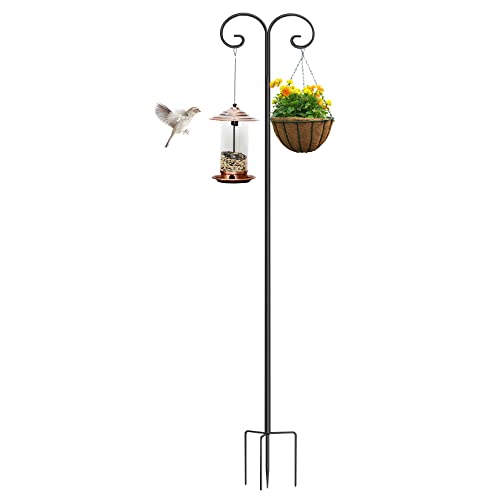 unho Garten Schäferhaken Laternenstab,190cm Metall Gartenstab für Vogelkäfige, Solarleuchten, Laternen, Hochzeiten, Pflanzkörbe von unho