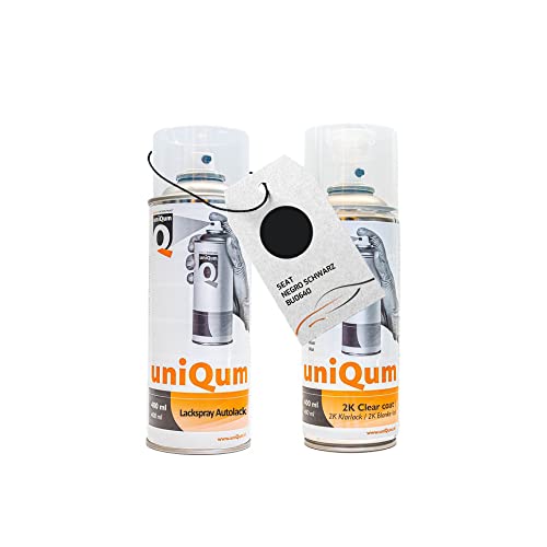 UniQum Autolack + Klarlack 2K Spraydose für SEAT NEGRO SCHWARZ BU0640 Autolack Reparatur 2 x 400 ml UniQum Autolack + Klarlack 2K Spraydose für SEAT NEGRO SCHWARZ BU0640 Autolack Reparatur 2 x 400 ml von uniQum QUALITY IN NON PAINT