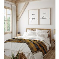 With You Am Home, Minimalist Home Decor, 2Er Set Prints - Bauernhaus Dekor Schild Stil Kreatives Schlafzimmer von uniquewoodensigns