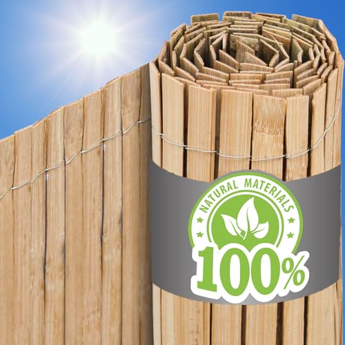 UrFence Deine Oase: 110x300 Bambus Sichtschutz Zaun Holz - 100% Natur Bambusstäbe Wetterfest - Bambuszaun Sichtschutzmatte für Balkon Terrasse Gartenzaun - Pergola Windschutz Garten Sichtschutzwand von urfence