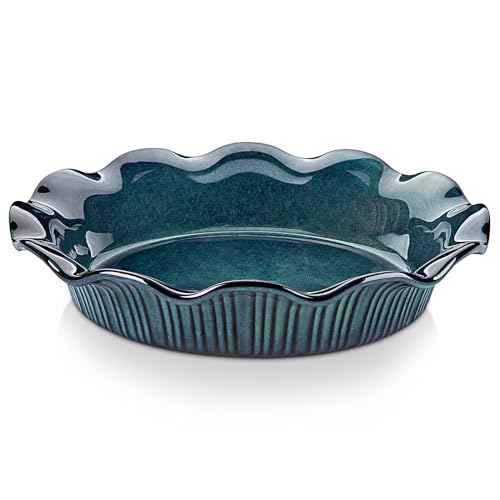 vancasso STERN Tarteform Steingut 26 cm, Quicheform zum Backen, Auflaufform, Backform, zu Reinigen, Spülmaschinen-, Mikrowellen- und Ofenfest, Grüner von vancasso