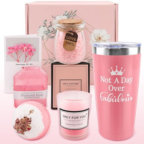 Geschenk Freundin Geburtstag 20oz Auto Tasse Becher Geschenkset Frauen Mit Duftkerze Seife Badesalz Geburtstagsgeschenk für Frauen für Mama Ehefrau Schwester Kollege Freundin Geschmacksrichtung Rose von vebulon