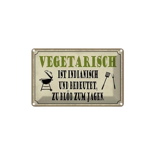 vianmo Blechschild Wandschild Metallschild 18x12 cm Vegetarisch Ist Indianisch Grill Deutsch Spruch Zitat von vianmo