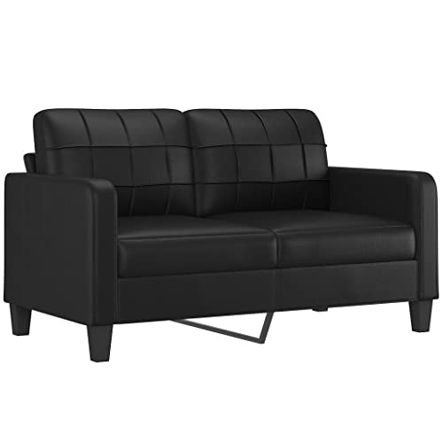 vidaXL Sofa 2 Sitzer, Couch für Wohnzimmer, Polstersofa mit Metallgestell, Loungesofa Zweisitzer Wohnzimmersofa Wohnzimmermöbel, Schwarz Kunstleder von vidaXL